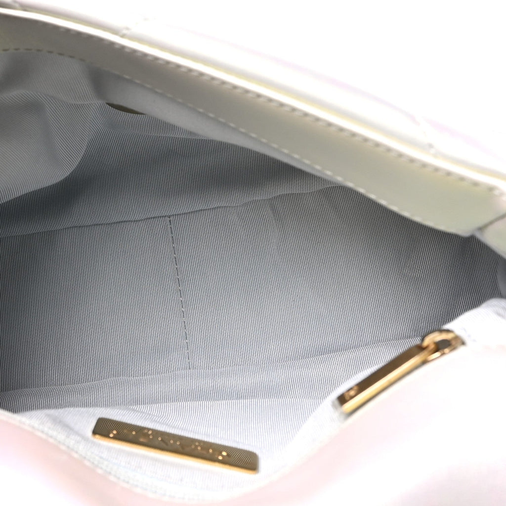 Iridescent Calfskin Quilted Medium Chanel 19 Flap White