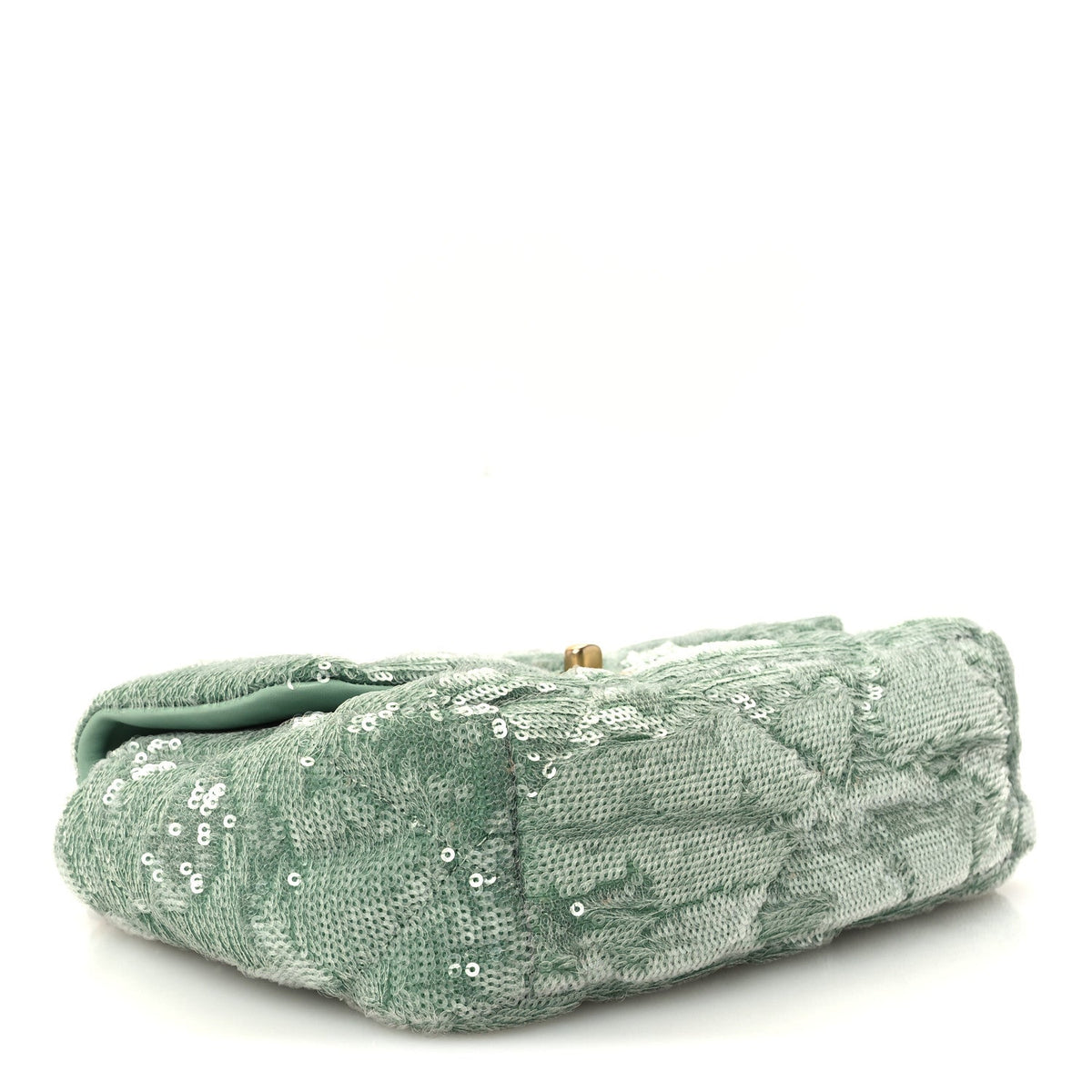 Sequin Quilted Medium Chanel 19 Flap Light Green