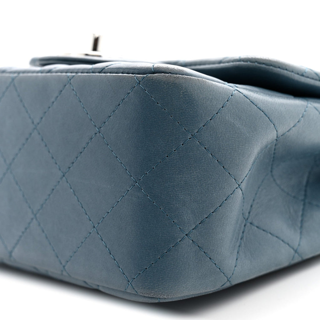 Lambskin Quilted Mini Square Flap Blue