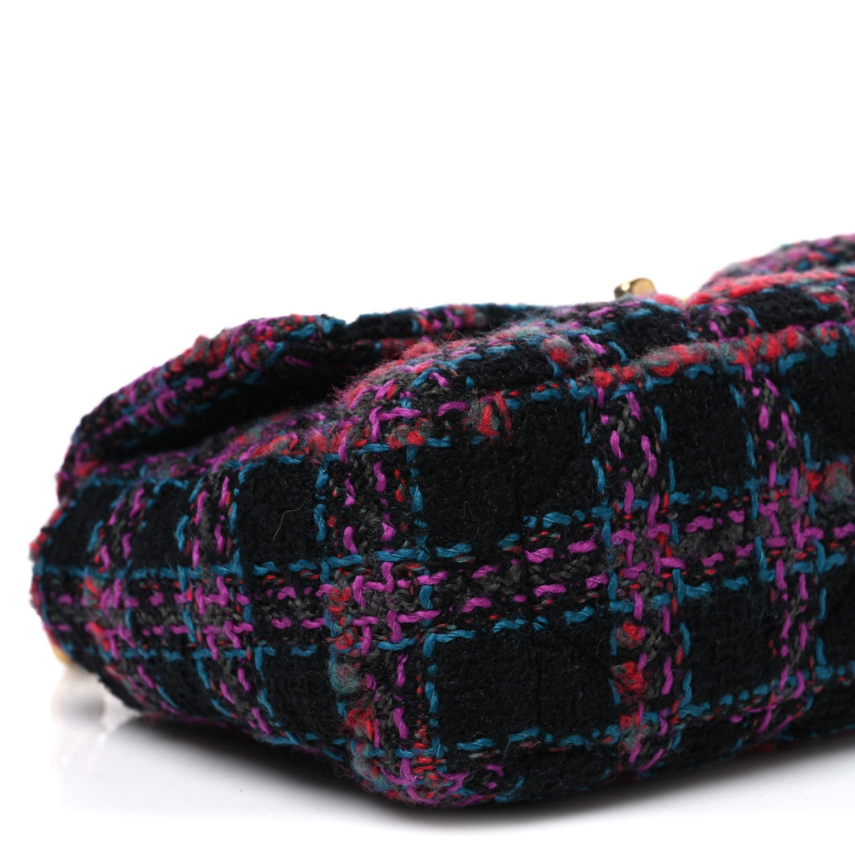 Tweed Quilted Medium Chanel 19 Flap Black Blue Purple