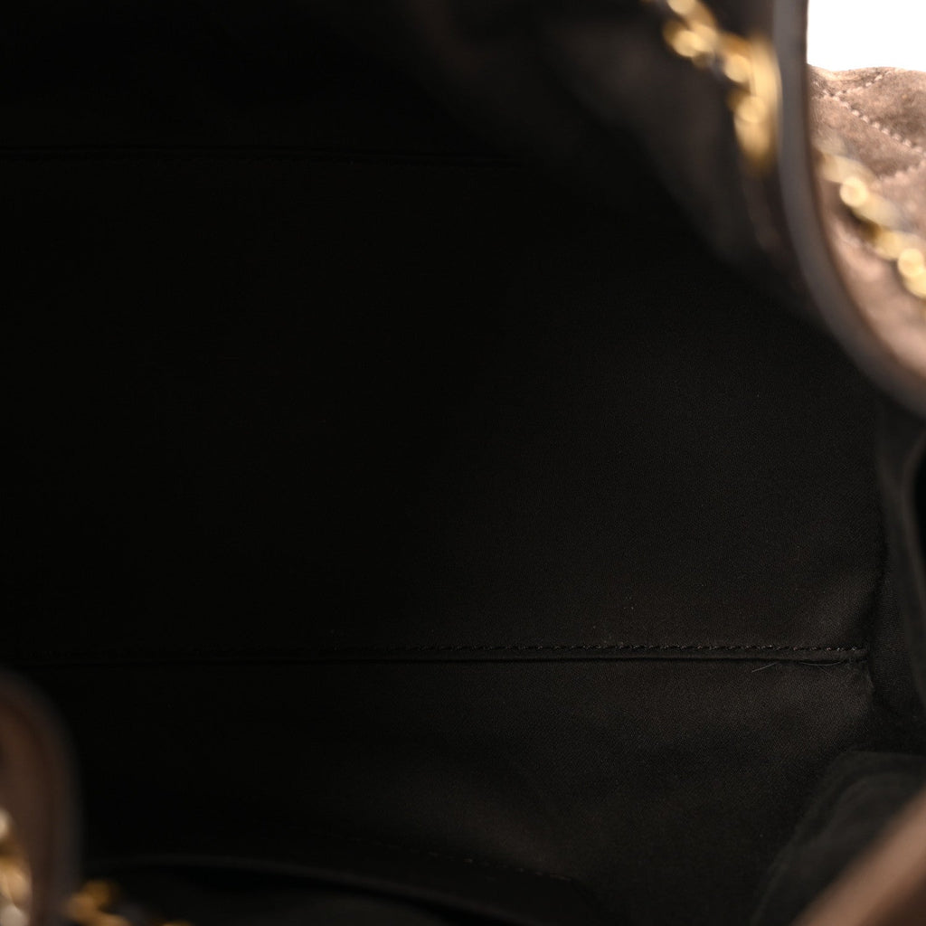Suede Quilted Small Chanel 25 Handbag Dark Brown