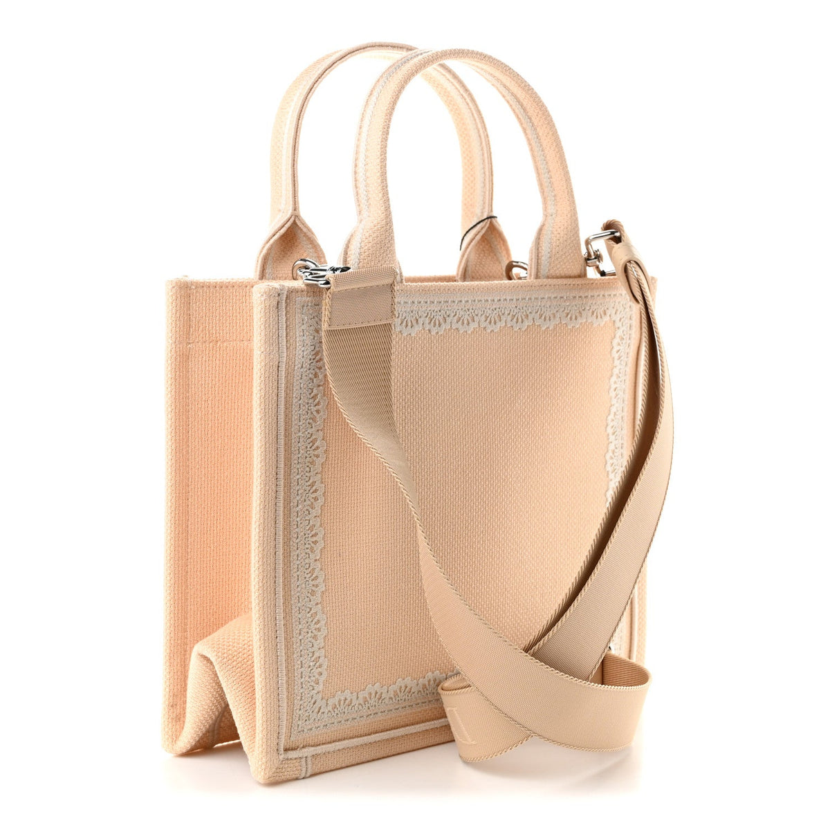 Oblique Embroidered Lace Dior Madame Bovary Small Book Tote With Strap Beige Red