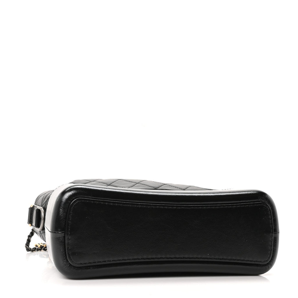 Aged Calfskin Quilted Medium Gabrielle Hobo Black