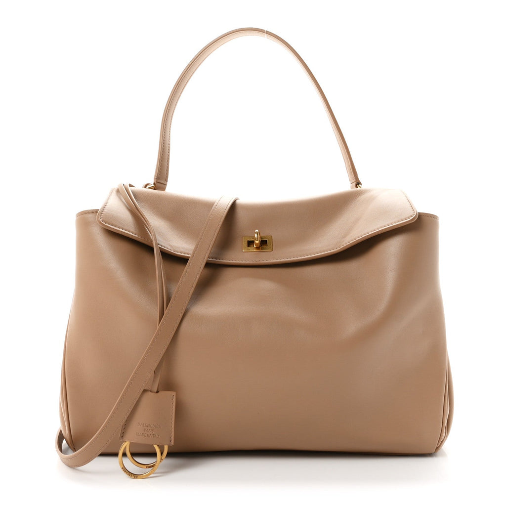 Smooth Calfskin Medium Rodeo Top Handle Handbag Latte
