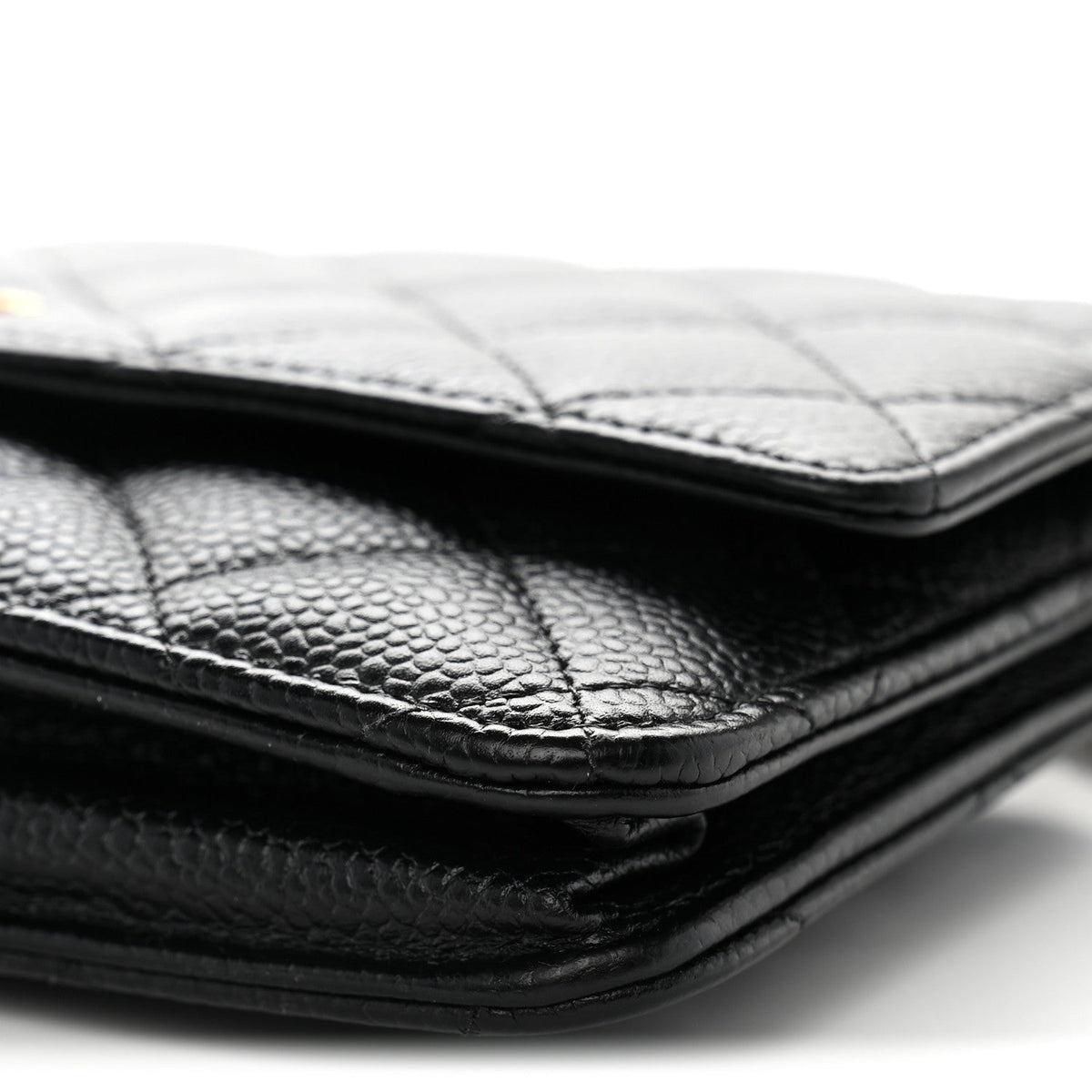Caviar Quilted Wallet on Chain WOC Black