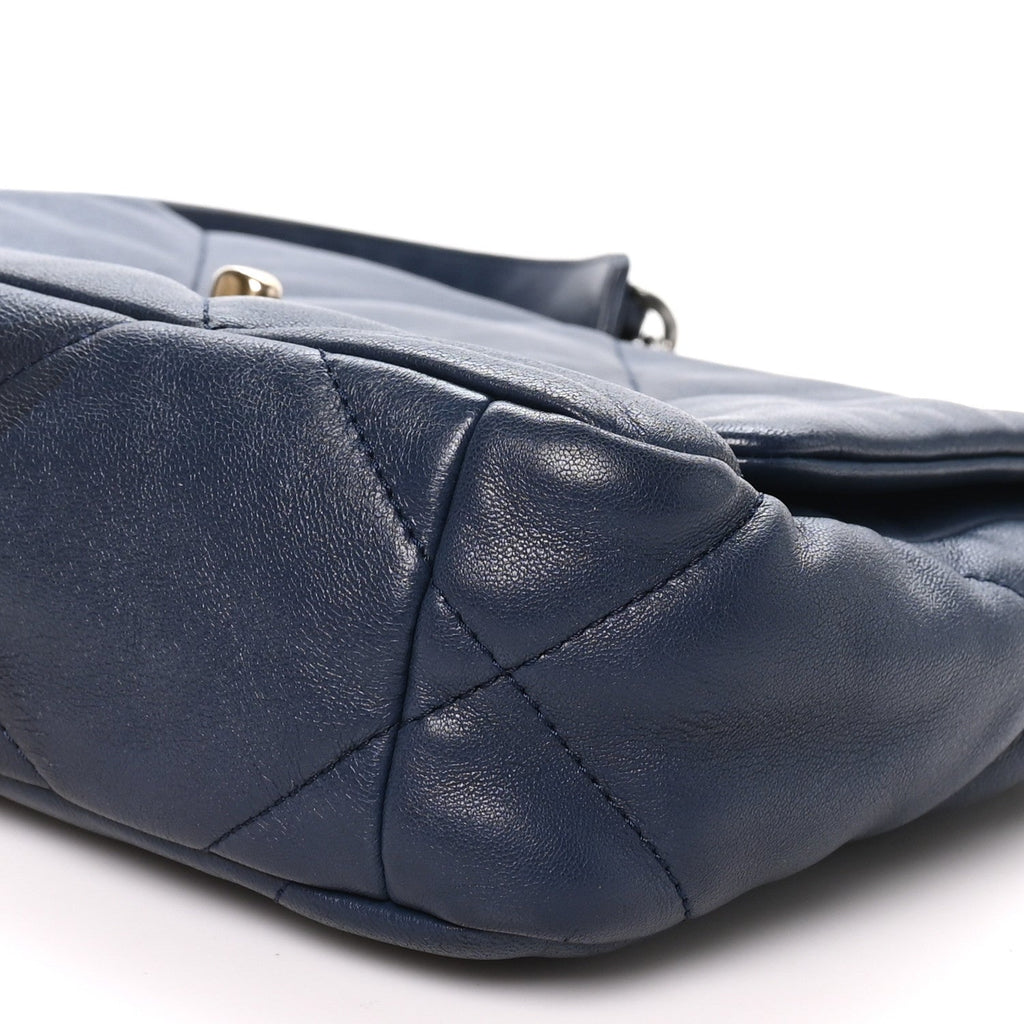 Goatskin Quilted Medium Chanel 19 Flap Navy Blue