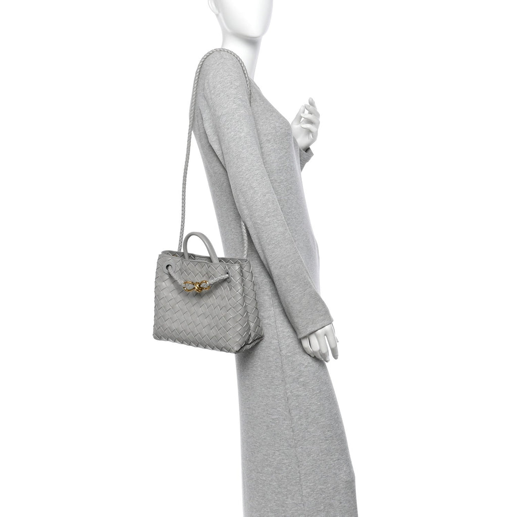 Nappa Intrecciato Small Andiamo Shoulder Bag Sterling