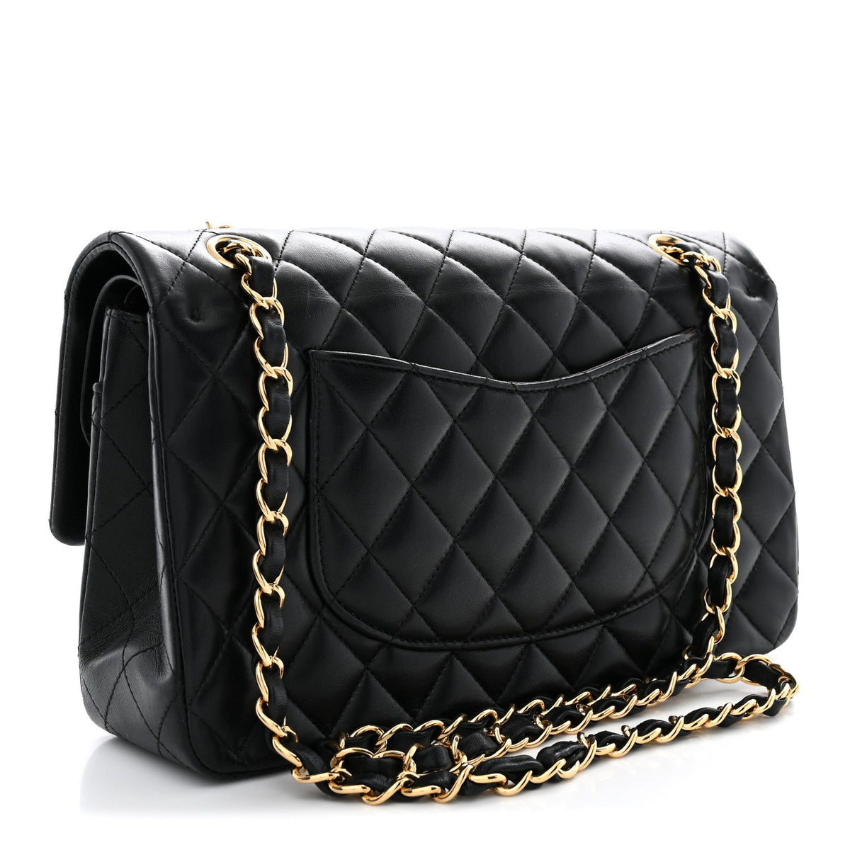 Lambskin Quilted Medium Double Flap Black