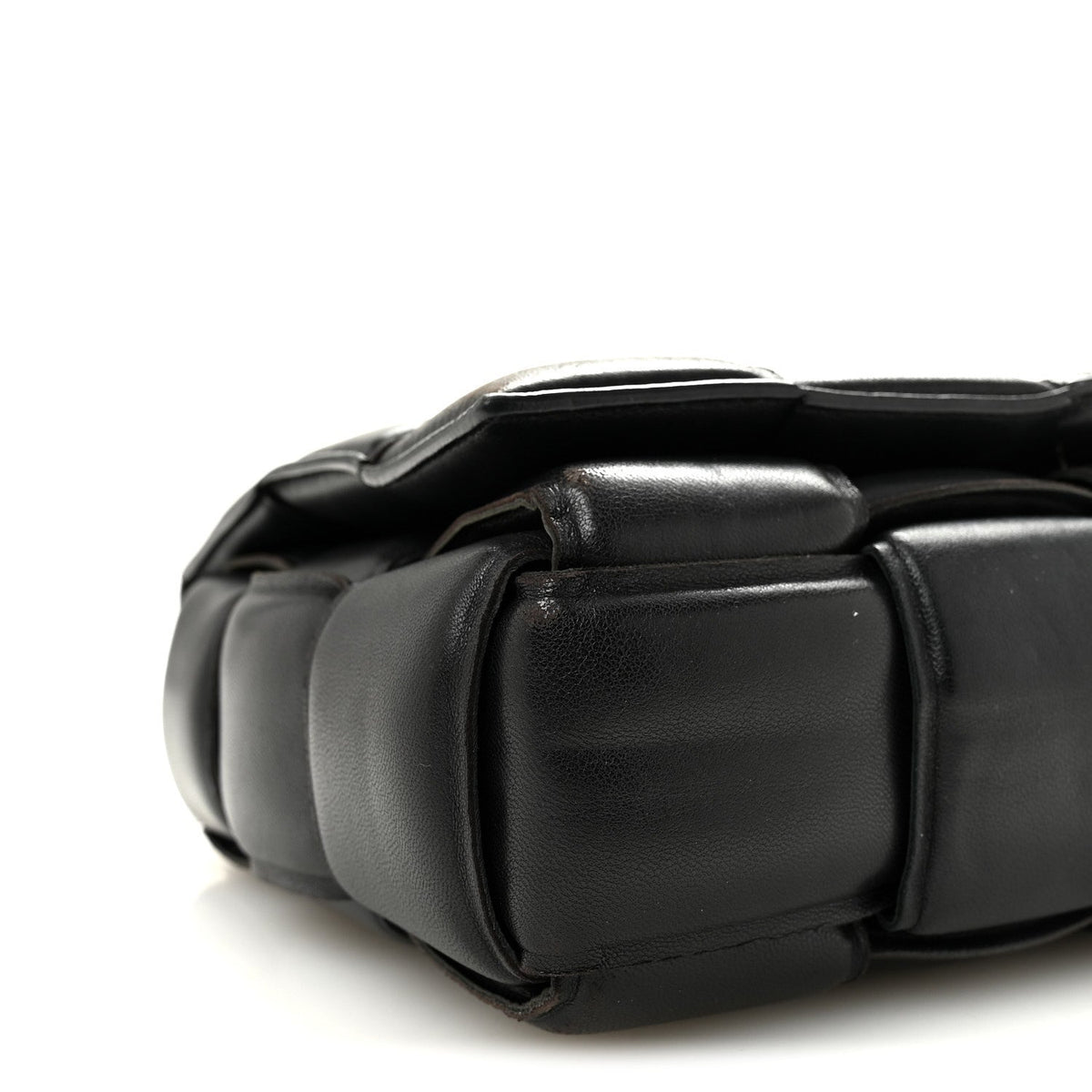 Lambskin Maxi Intreccio Padded Chain Cassette Crossbody Bag Black