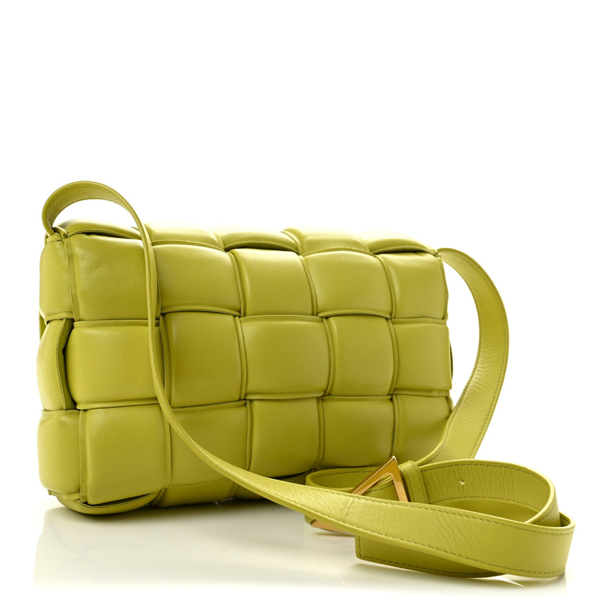 Nappa Maxi Intreccio Padded Cassette Crossbody Bag Lime
