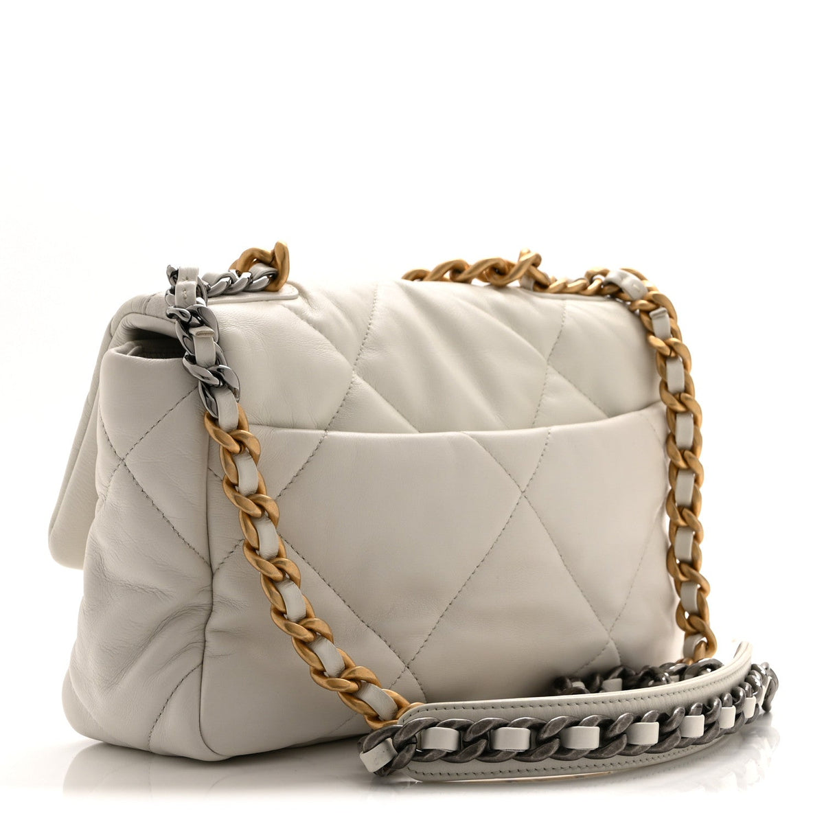 Lambskin Quilted Medium Chanel 19 Flap White