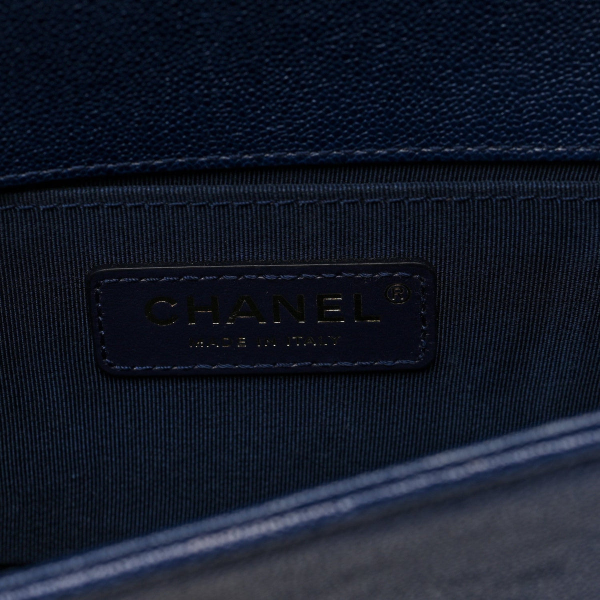 Caviar Quilted Small Boy Flap Dark Blue