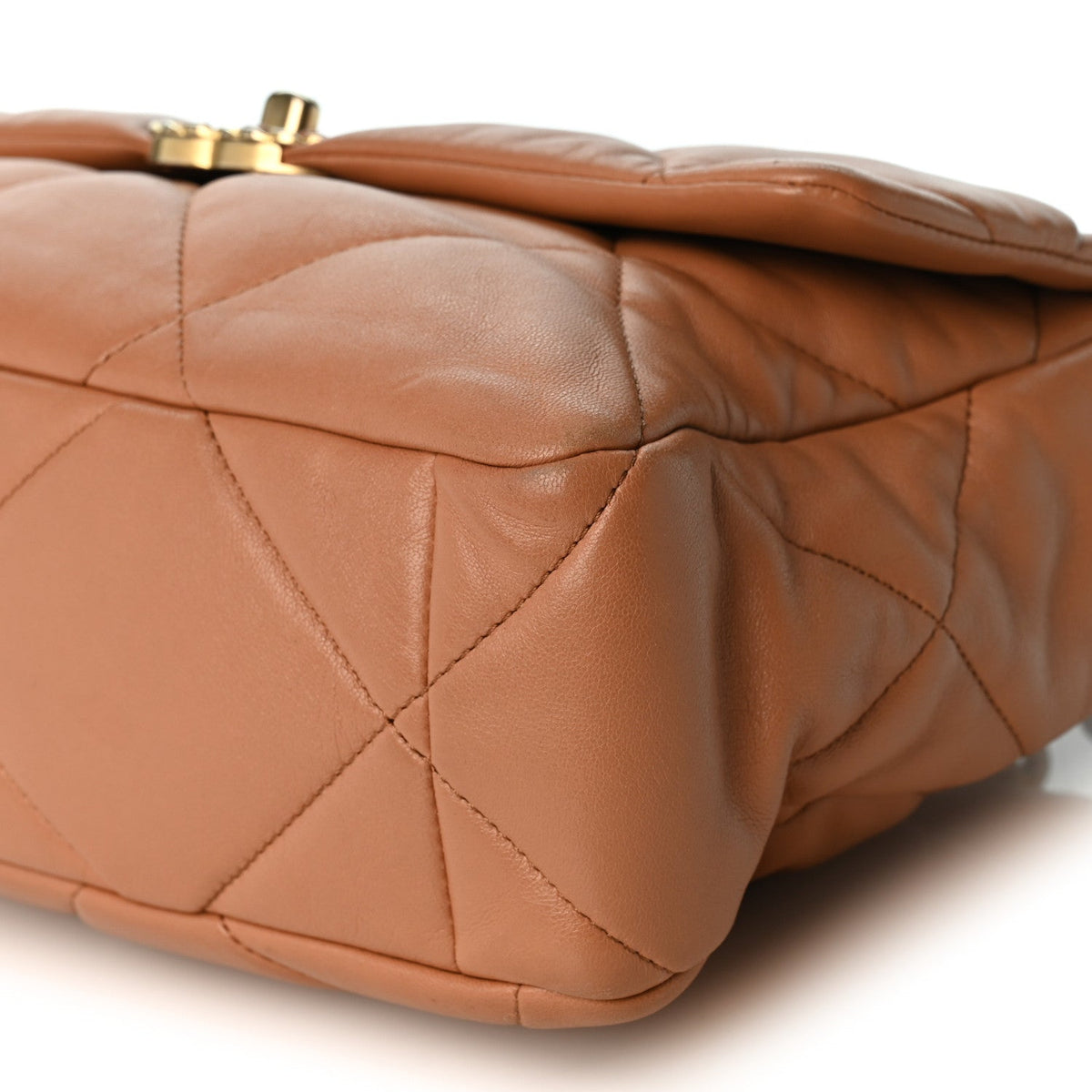 Lambskin Quilted Large Chanel 19 Flap Brown