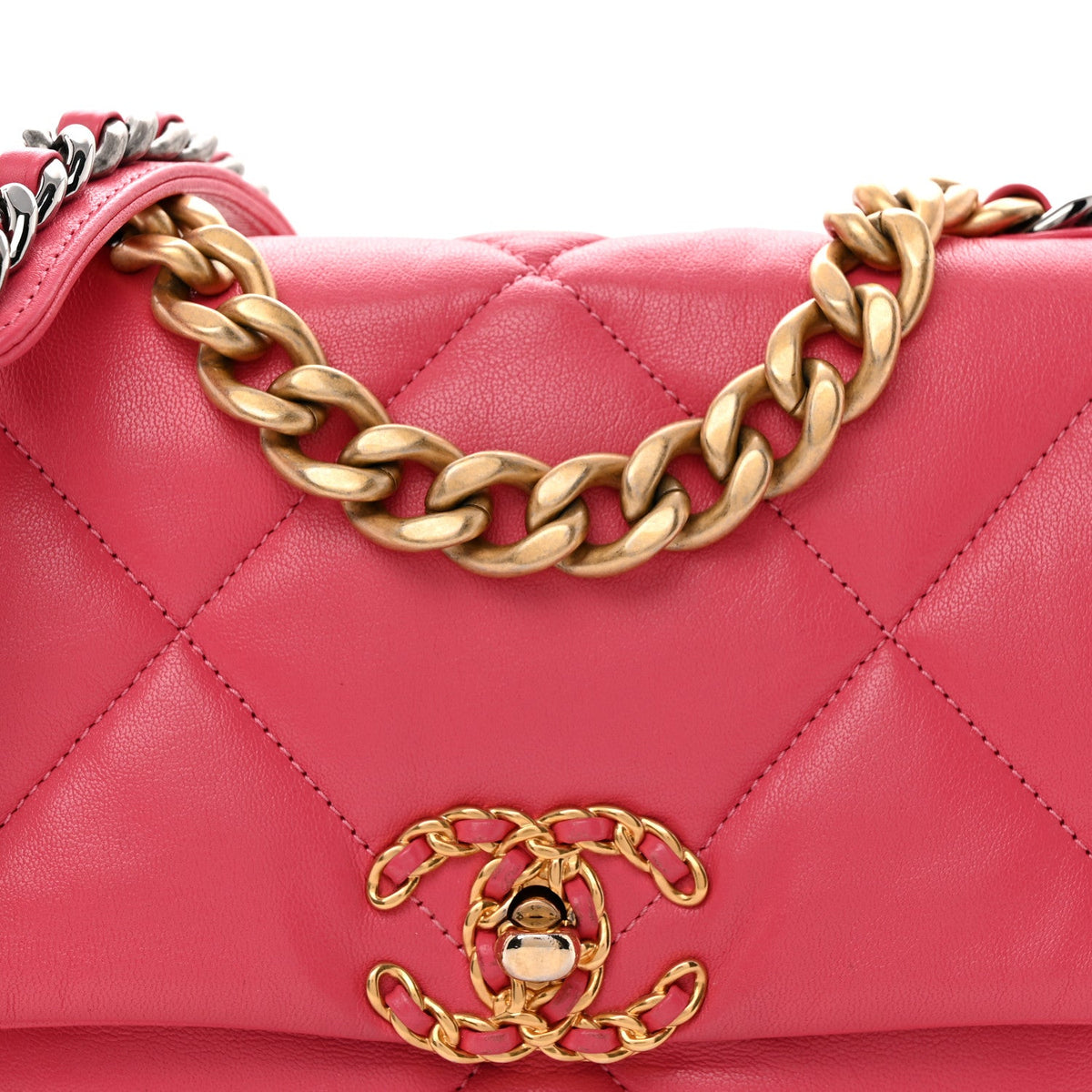Lambskin Quilted Medium Chanel 19 Flap Light Pink