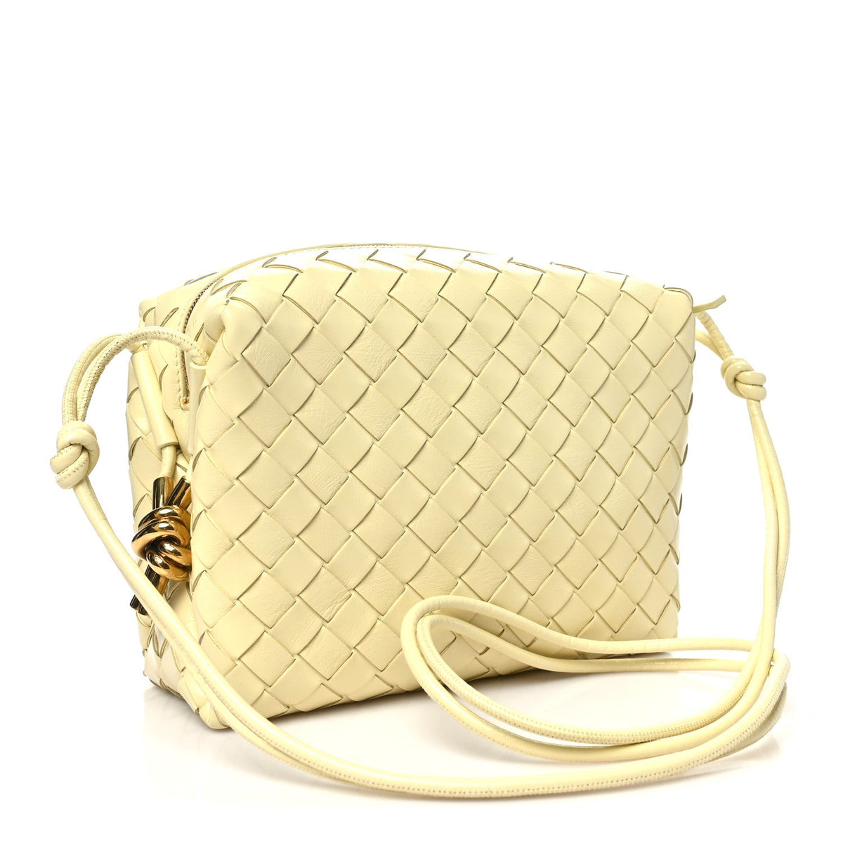 Polished Nappa Intrecciato Knot Small Loop Camera Bag Zest Washed