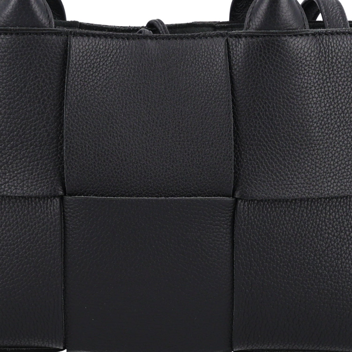 Grained Calfskin Intrecciato Mini Arco Tote Black
