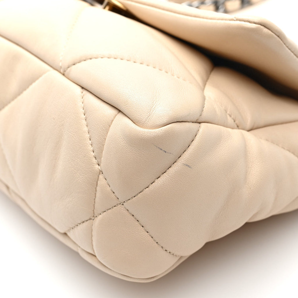 Lambskin Quilted Medium Chanel 19 Flap Light Beige