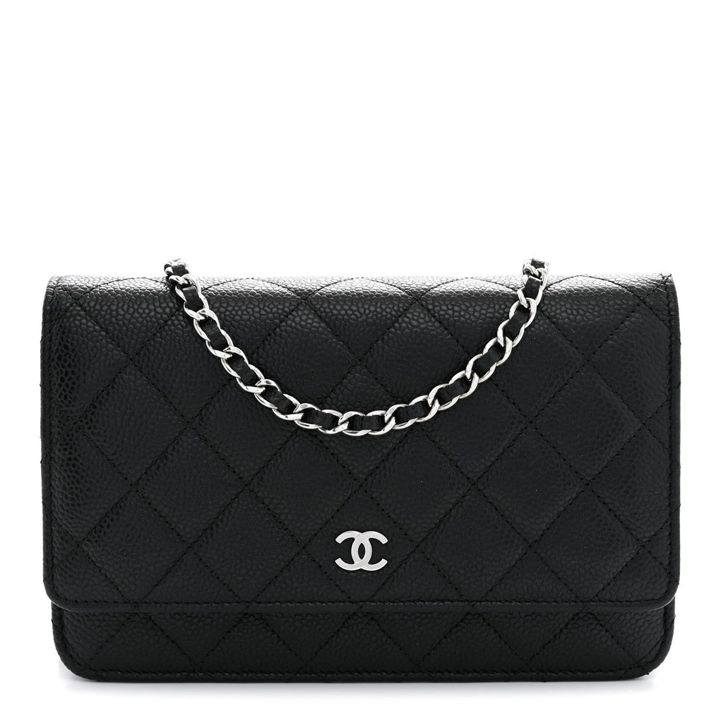 Caviar Quilted Wallet on Chain WOC Black