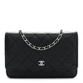 Caviar Quilted Wallet on Chain WOC Black