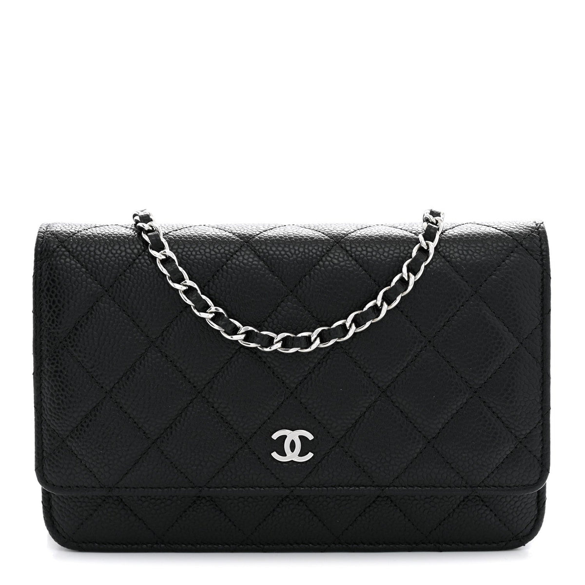 Caviar Quilted Wallet on Chain WOC Black