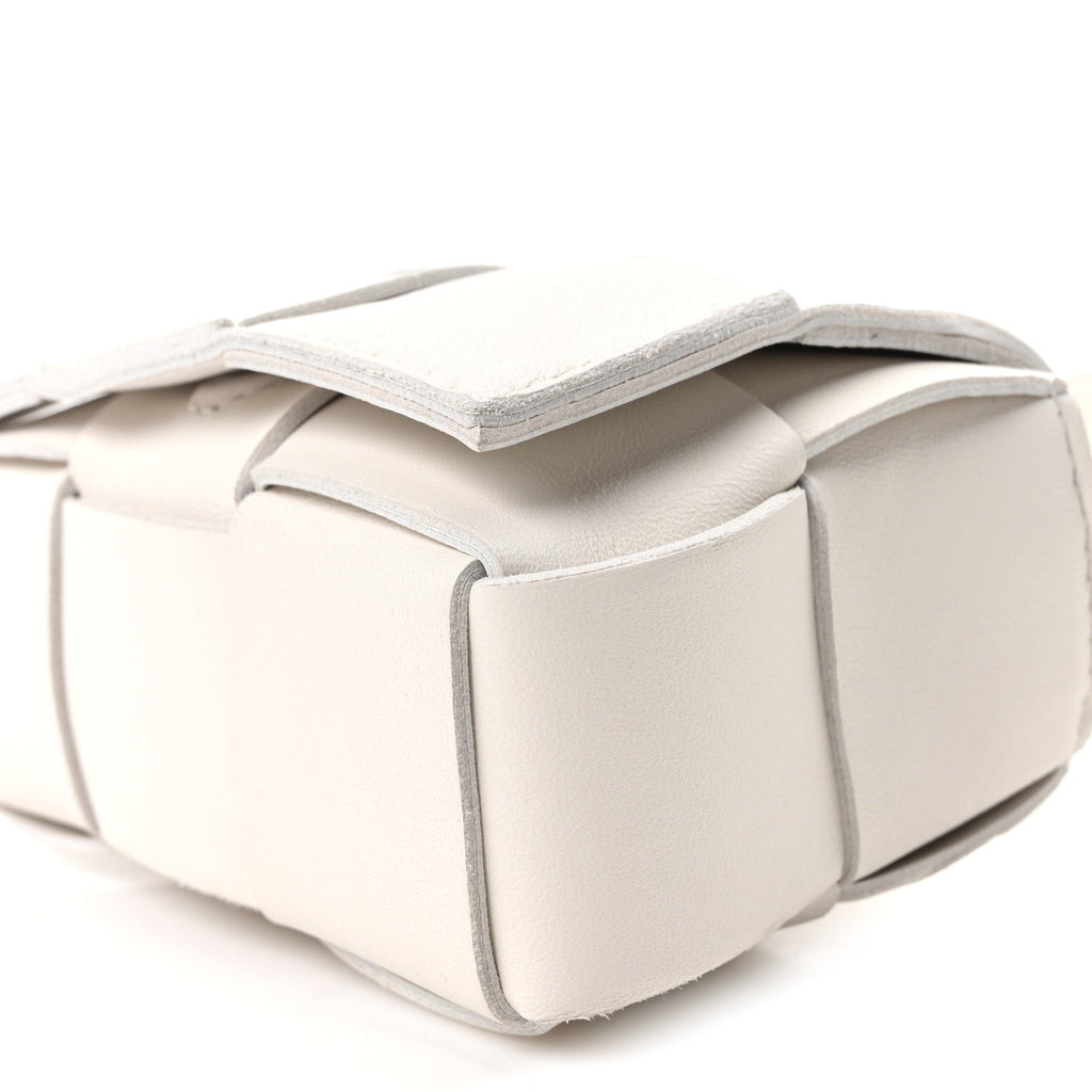 Lambskin Maxi Intrecciato Extra Mini Cassette Crossbody Bag White