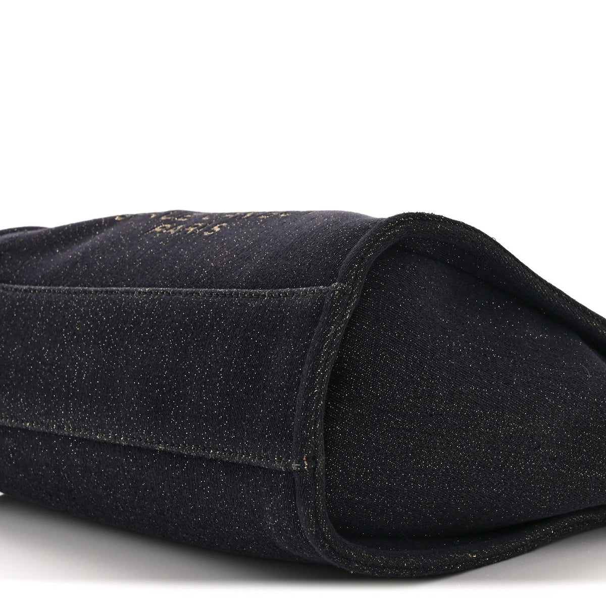 Lurex Canvas Small Deauville Tote Navy Blue Gold