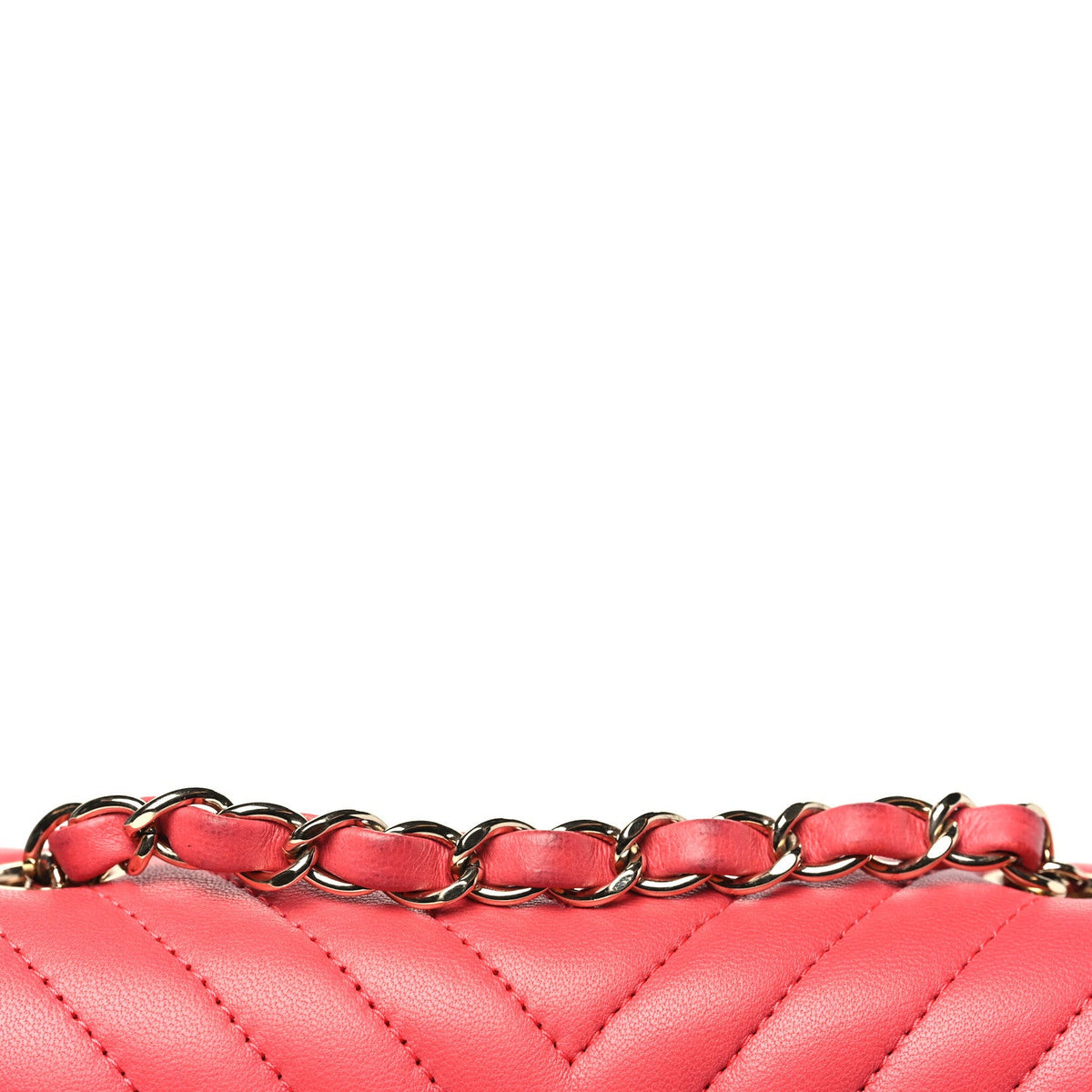 Lambskin Chevron Quilted Mini Square Flap Coral