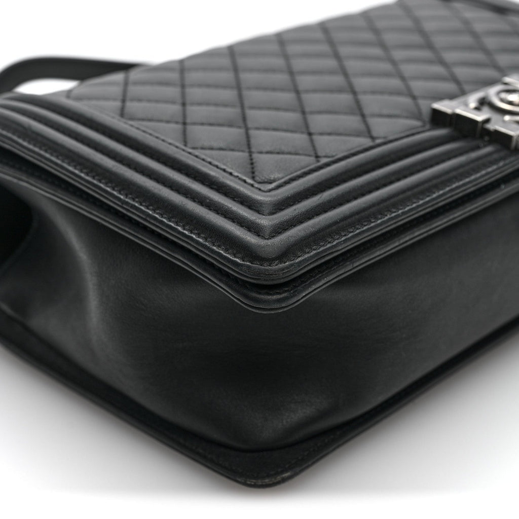 Lambskin Quilted New Medium Boy Flap Black