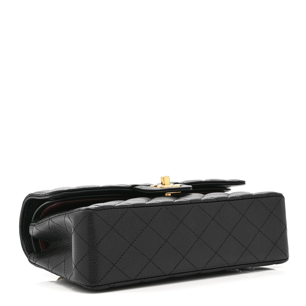 Caviar Quilted Small Double Flap Black