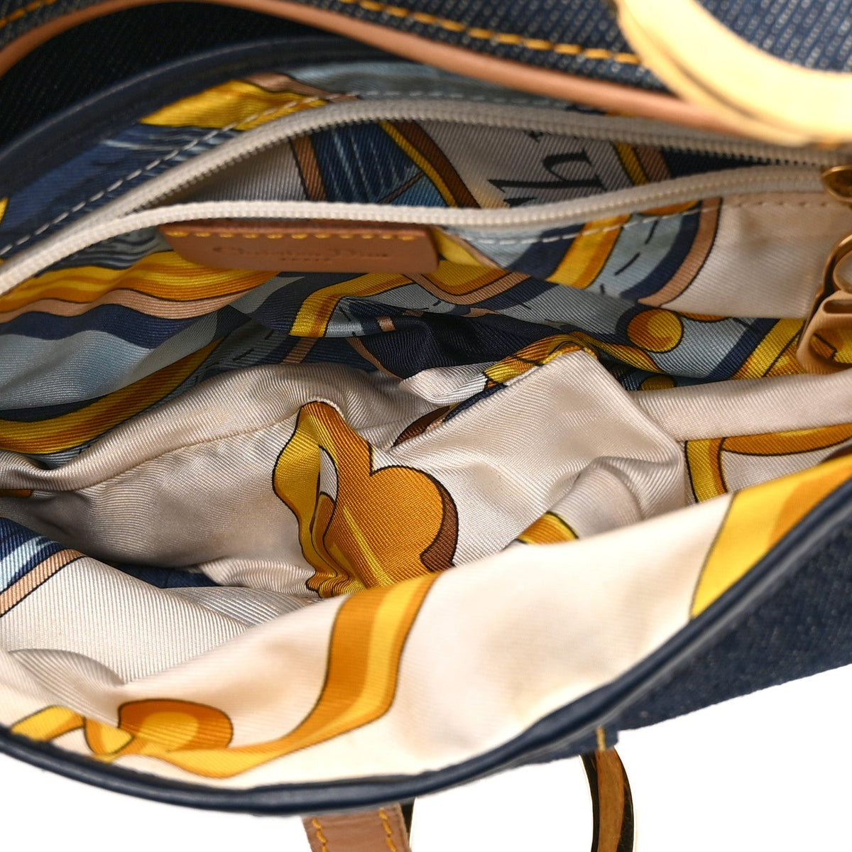 Denim Calfskin Saddle Bag  Blue