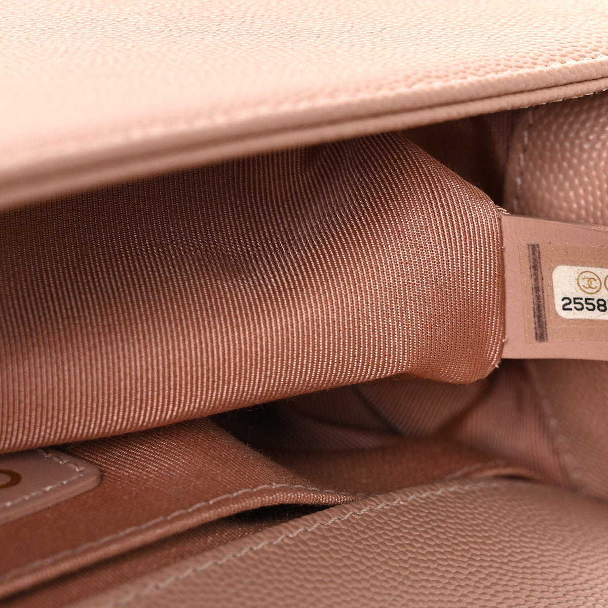 Caviar Chevron Quilted Medium Boy Flap Beige