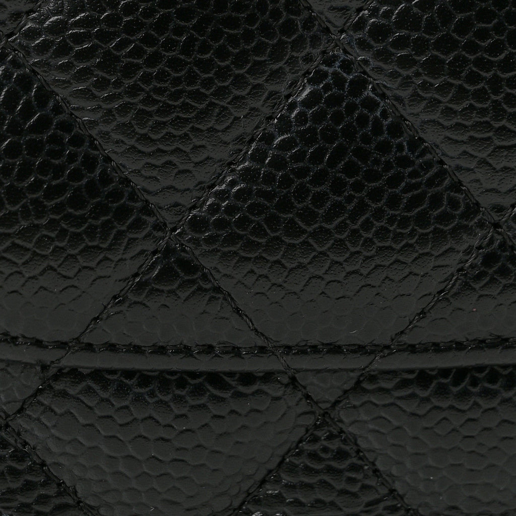 Caviar Quilted Medium Double Flap Black