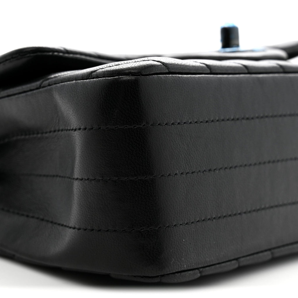 Lambskin Chevron Quilted Mini Rectangular Flap So Black