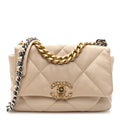 Lambskin Quilted Medium Chanel 19 Flap Light Beige