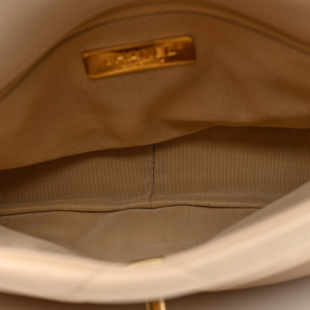 Lambskin Quilted Medium Chanel 19 Flap Light Beige
