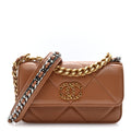 Lambskin Quilted Chanel 19 Flap Phone Holder With Chain Brown