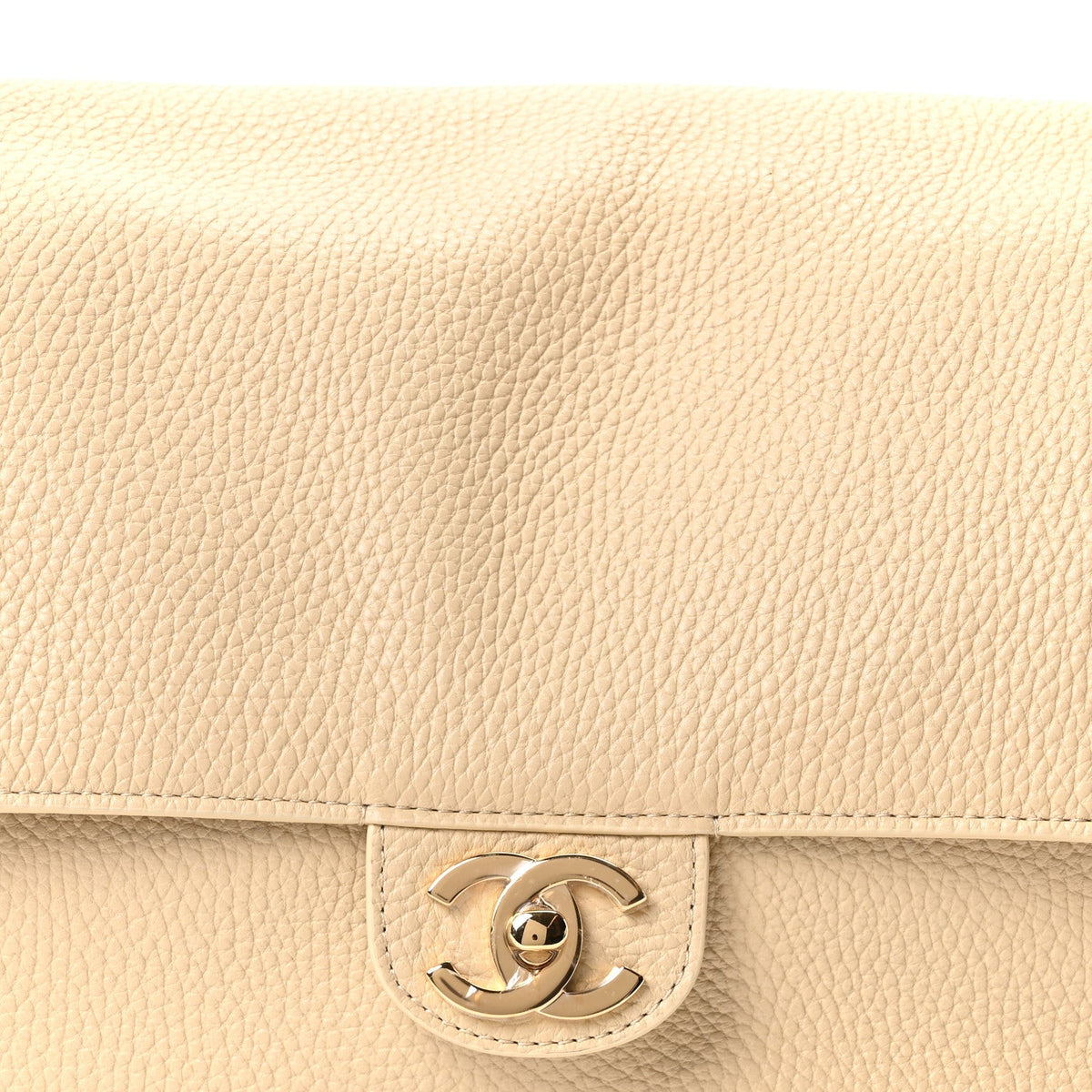 Grained Calfskin Small Souplissimo Maxi Flap Beige