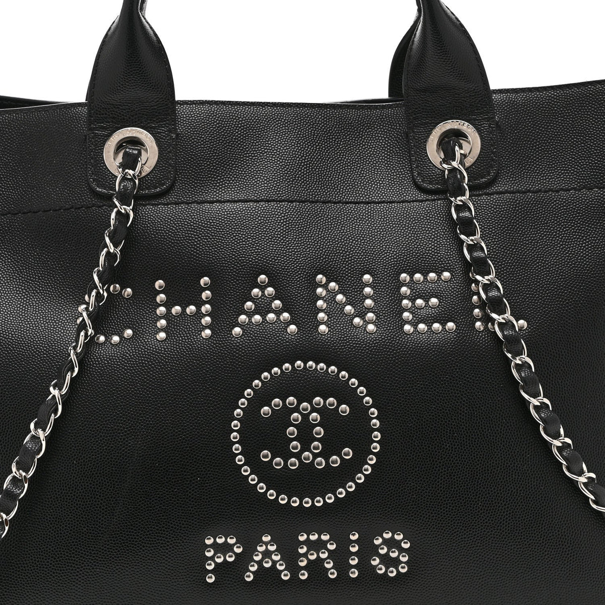 Caviar Small Studded Deauville Tote Black