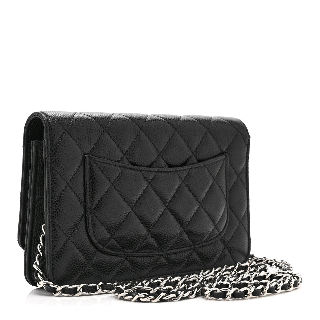 Caviar Quilted Wallet on Chain WOC Black