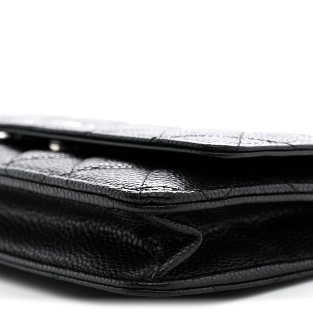 Caviar Quilted Wallet on Chain WOC Black