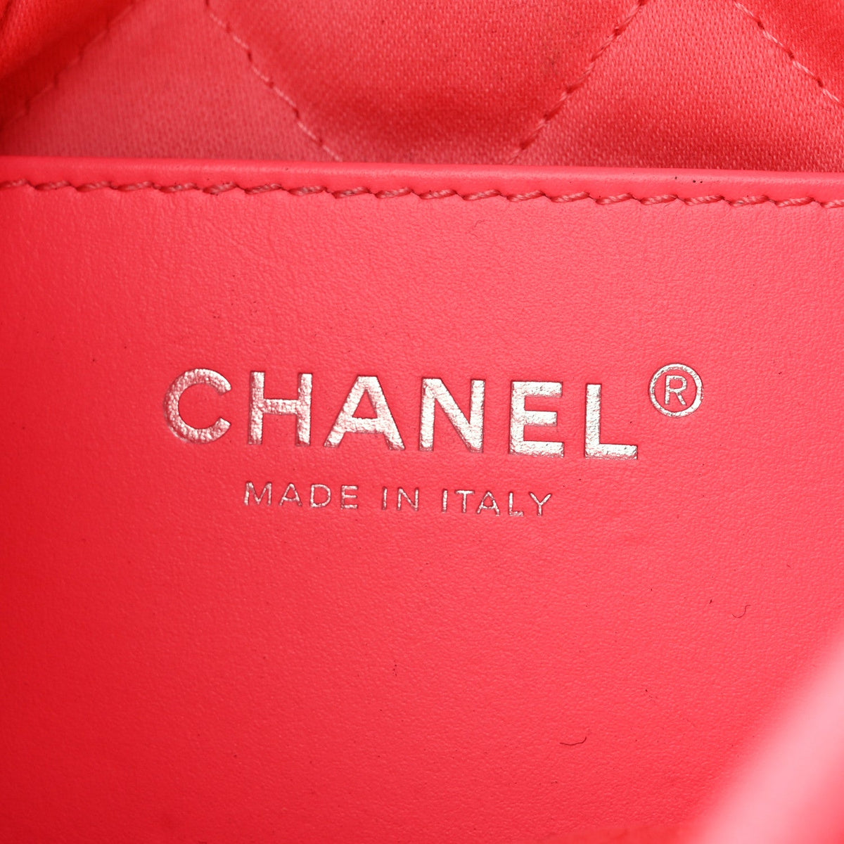 Shiny Calfskin Quilted Rainbow Metal Mini Chanel 22 Coral Pink