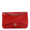 Patent Chevron Quilted Jumbo Double Flap Red