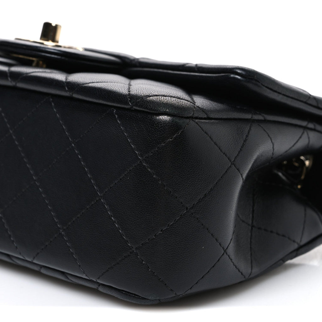 Lambskin Quilted Mini Rectangular Flap Black