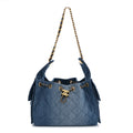 Washed Denim Quilted Small Chanel 25 Handbag Blue
