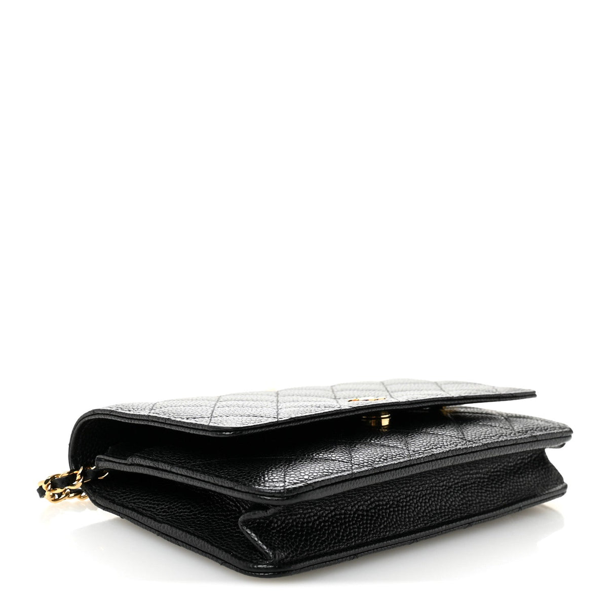 Caviar Quilted Wallet on Chain WOC Black
