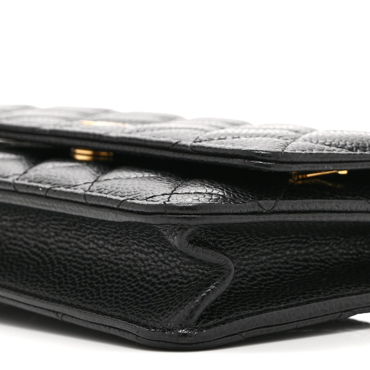 Caviar Quilted Wallet on Chain WOC Black