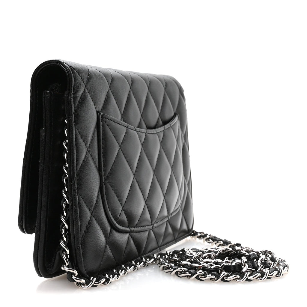 Lambskin Quilted Wallet On Chain WOC Black