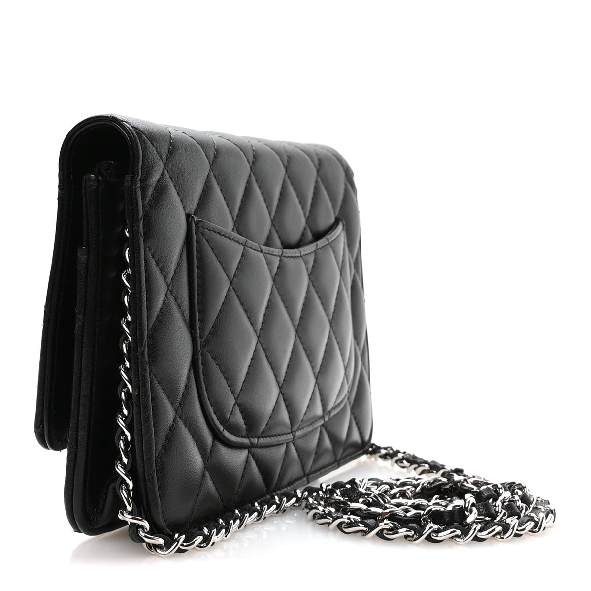Lambskin Quilted Wallet On Chain WOC Black