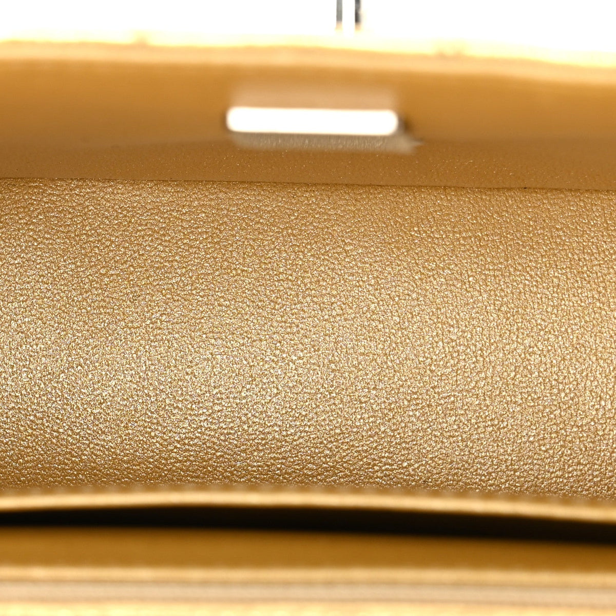 Metallic Crumpled Calfskin Quilted Mini Rectangular Flap Gold