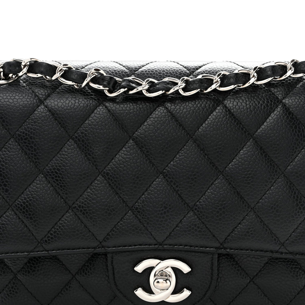 Caviar Quilted Medium Double Flap Black